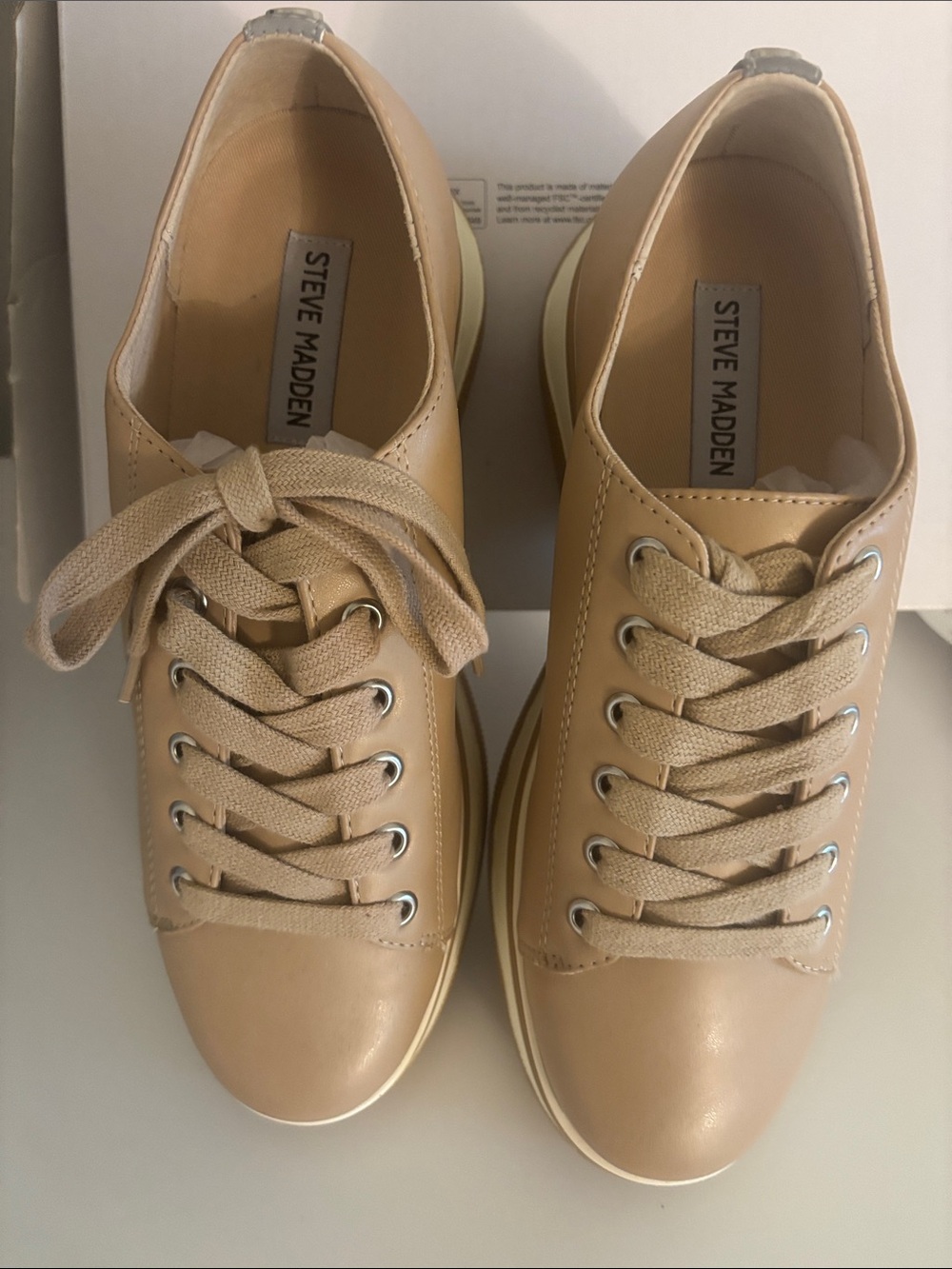 Steve Madden Taupe-Beige Platform Sneakers